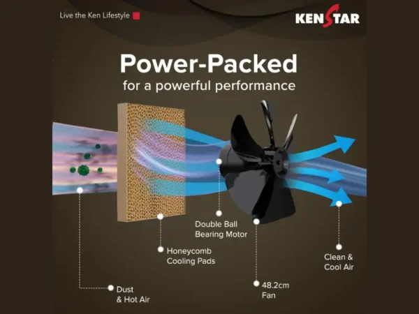 Honeycomb cooling pads and double ball bearing motor in Kenstar Aeroglide 135L air coolers Kenstar – Katyal Home Appliances