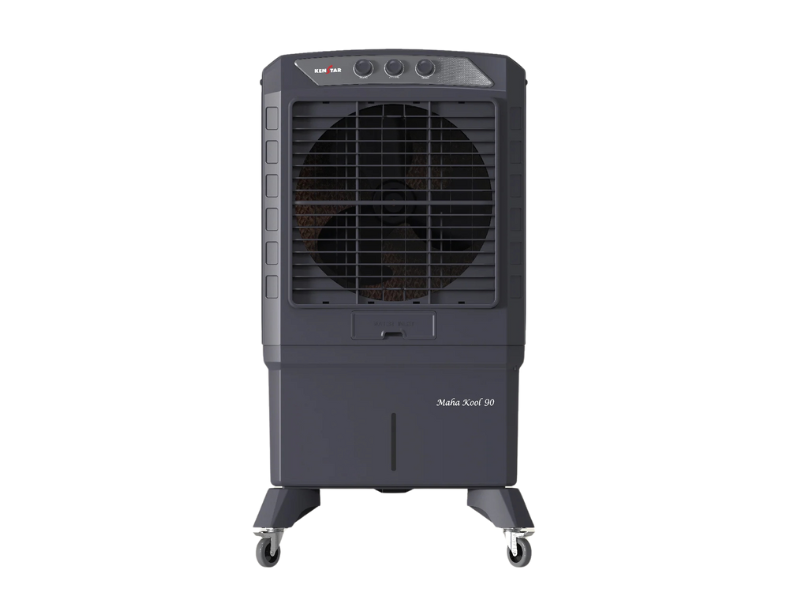 Front view of the Kenstar Maha Kool 90L air cooler, showcasing its sleek and modern design perfect for home use – Katyal Home Appliances.